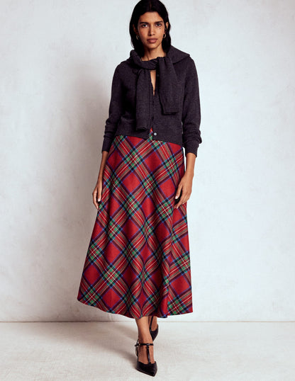 Hayley Wool Midi Skirt-Red, Blue and Green Check-5