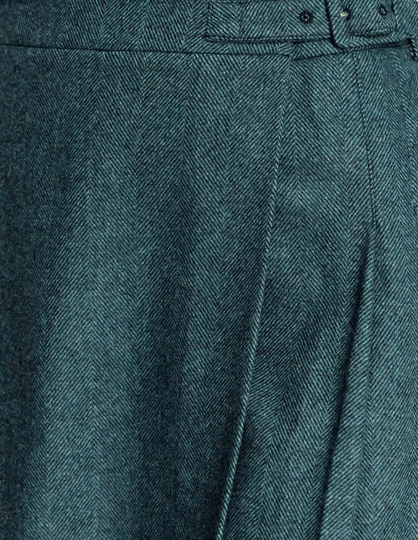 Helen Wool Kilt Skirt-Green and Navy Herringbone