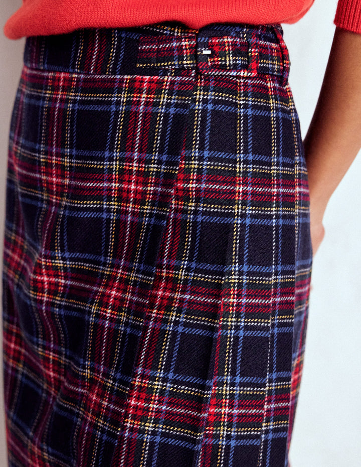 Helen Wool Kilt Skirt-Navy, Green and Red Check