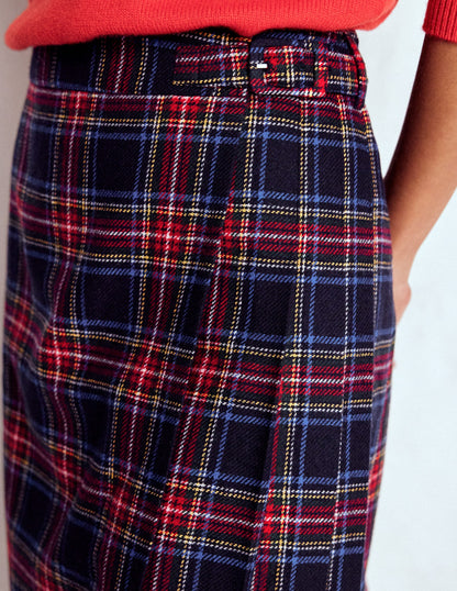 Helen Wool Kilt Skirt-Navy, Green and Red Check-2