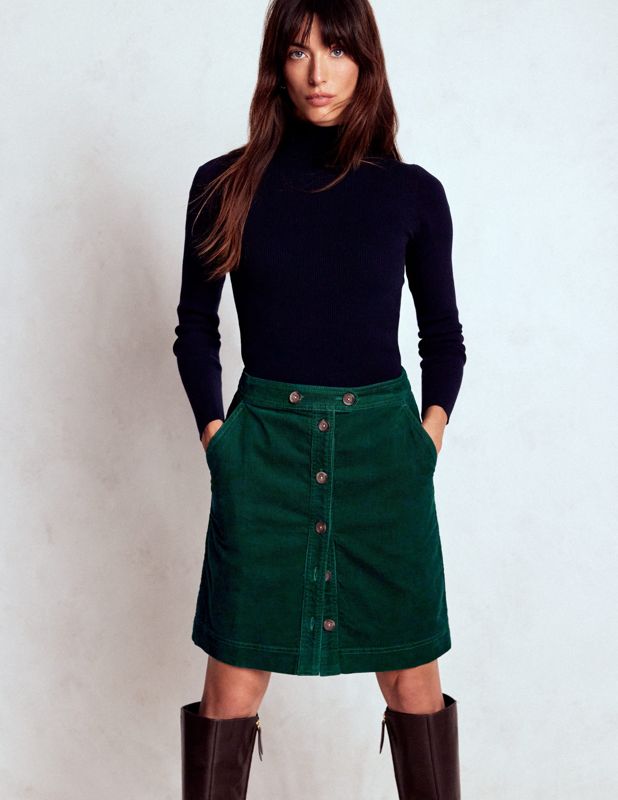 Cecelia Cord Skirt-Emerald Night - Image 1