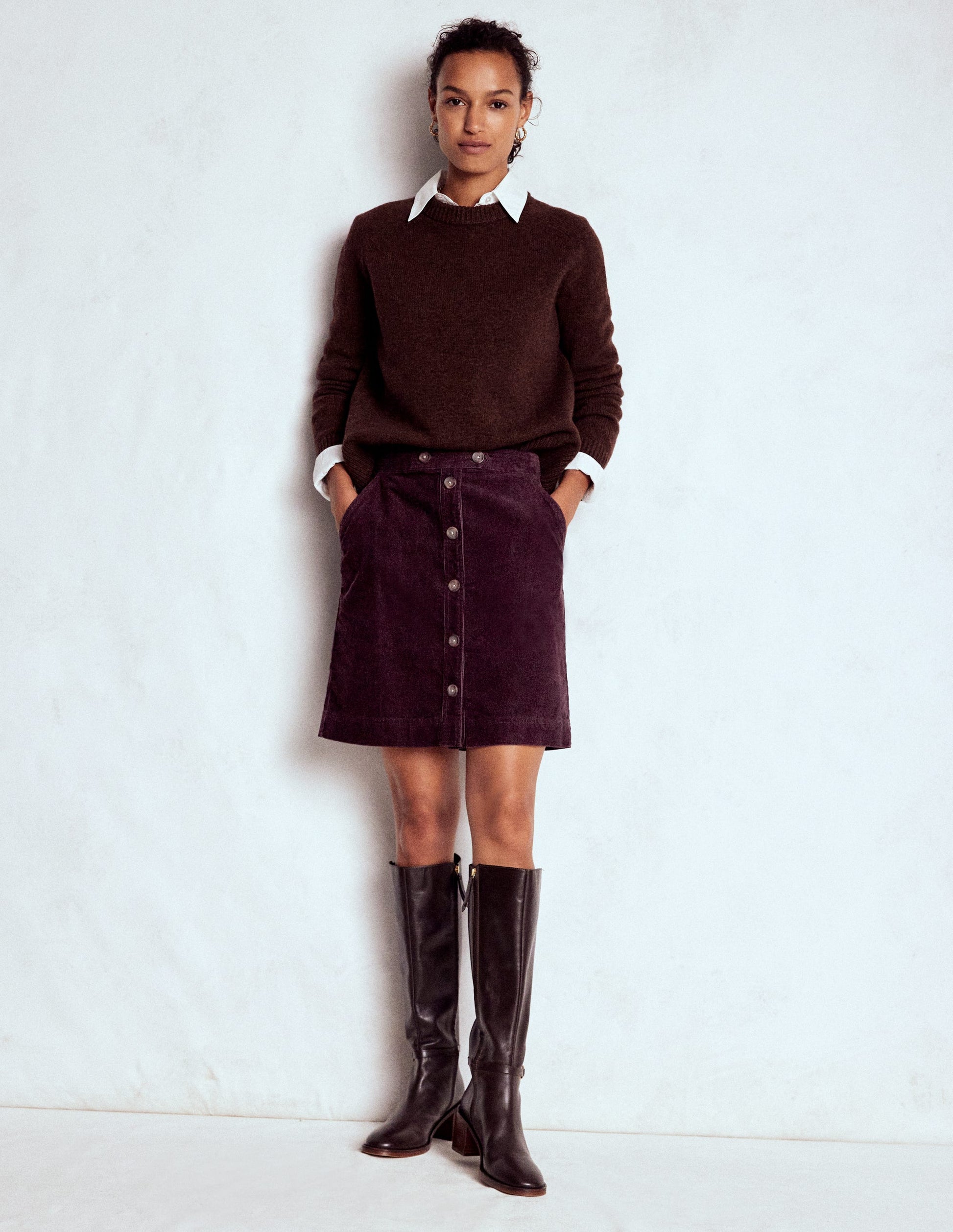 Cecelia Cord Skirt-Deep Aubergine-1