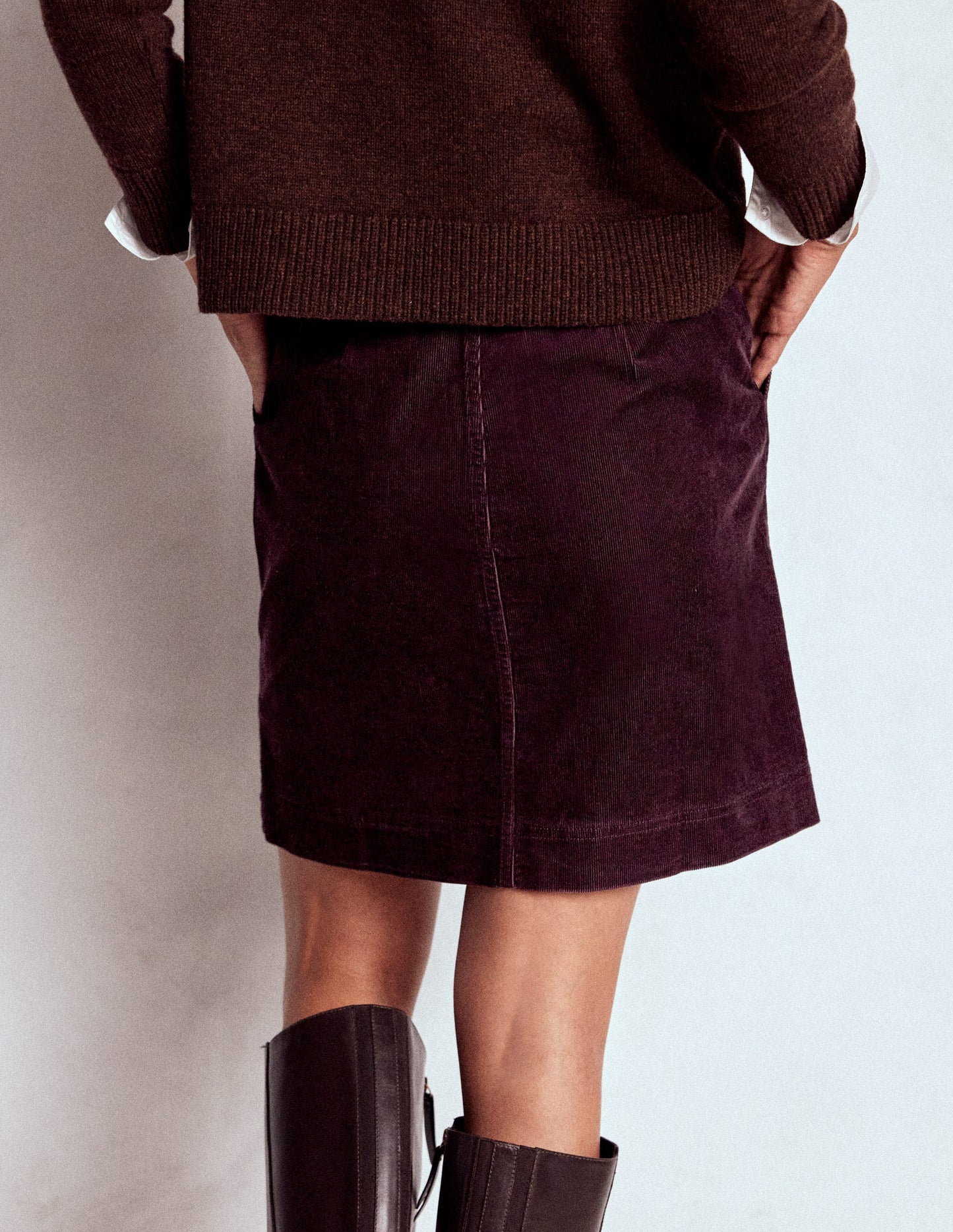 Cecelia Cord Skirt-Deep Aubergine