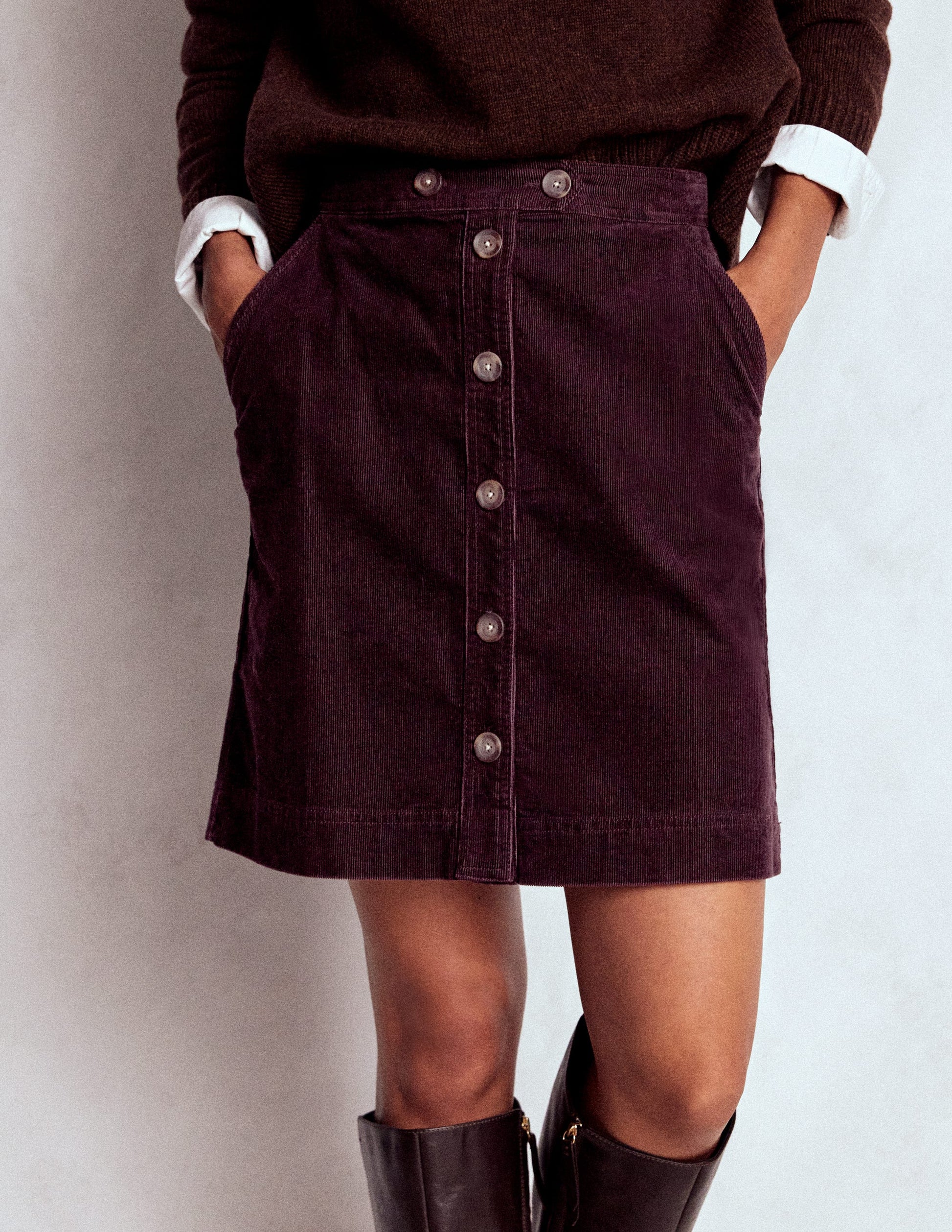 Cecelia Cord Skirt-Deep Aubergine-4