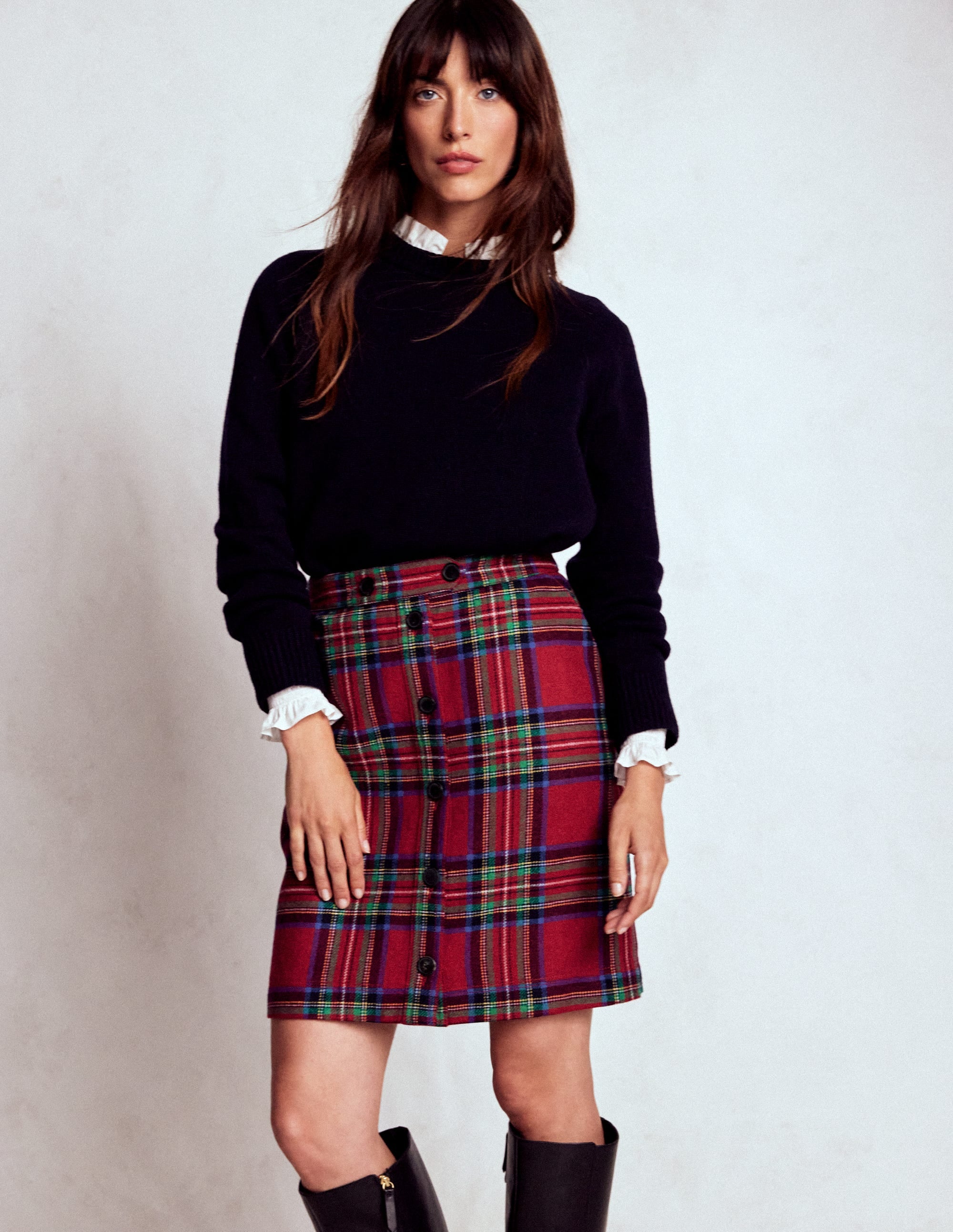 Cecelia Wool Skirt-Red, Blue and Green Check - Image 1