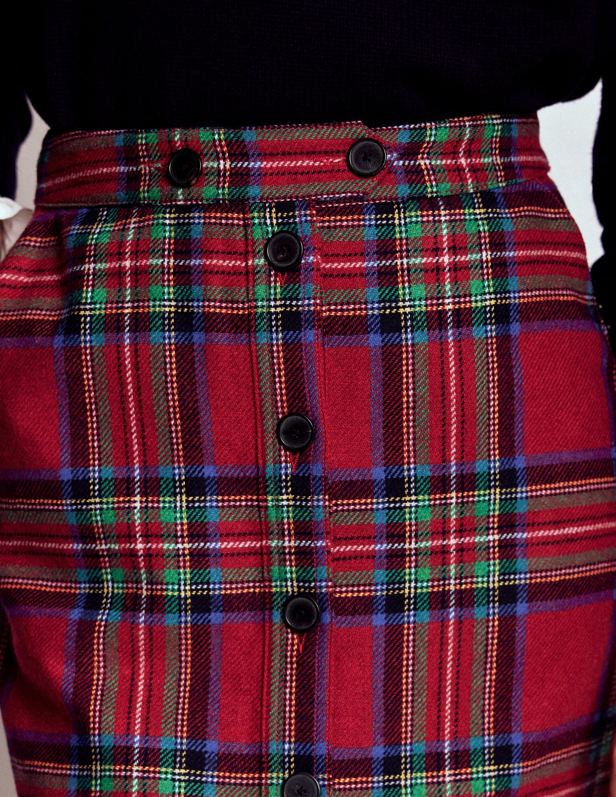 Cecelia Wool Skirt-Red, Blue and Green Check - Image 2