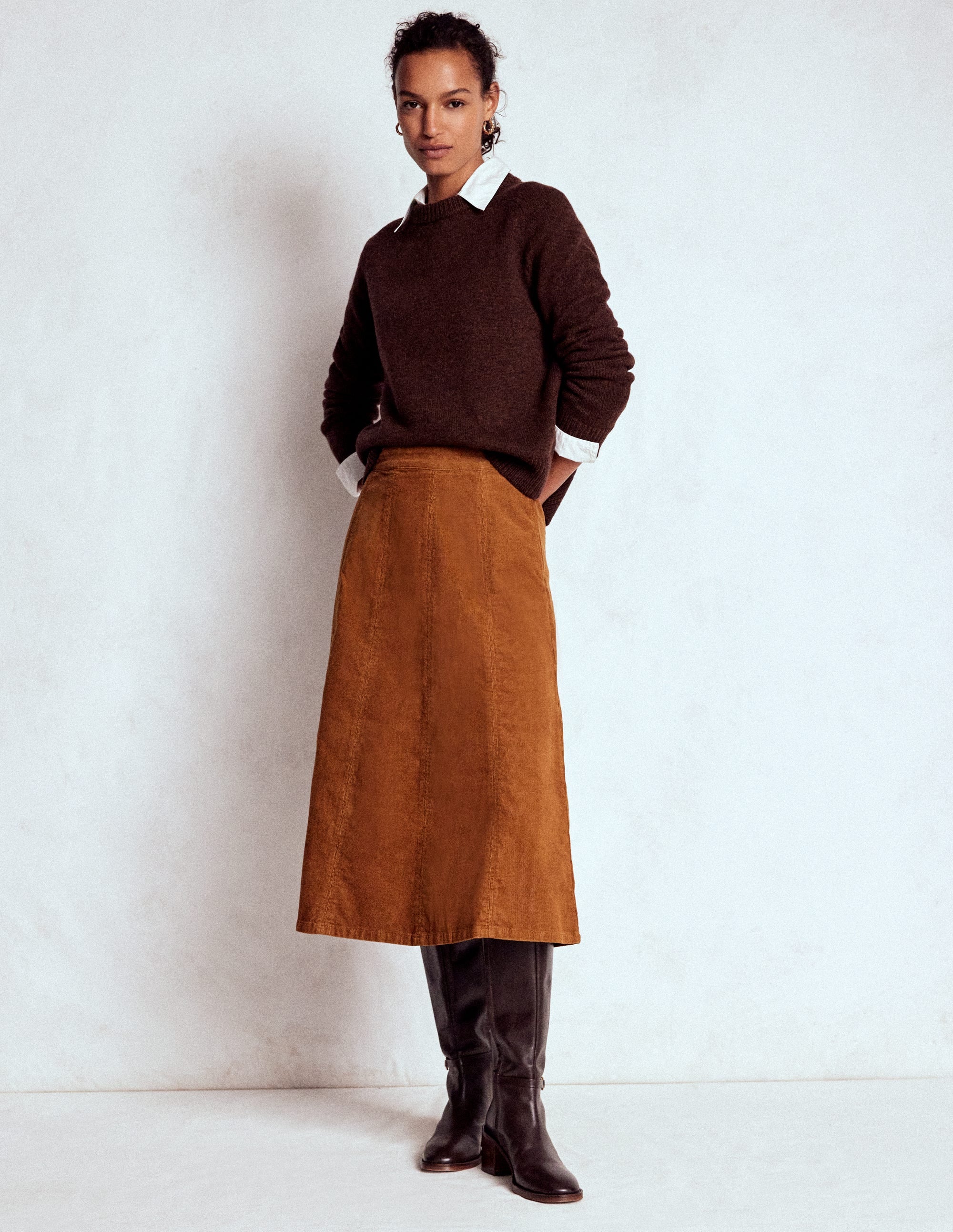 Joy Cord Midi Skirt-Ginger | Boden USA