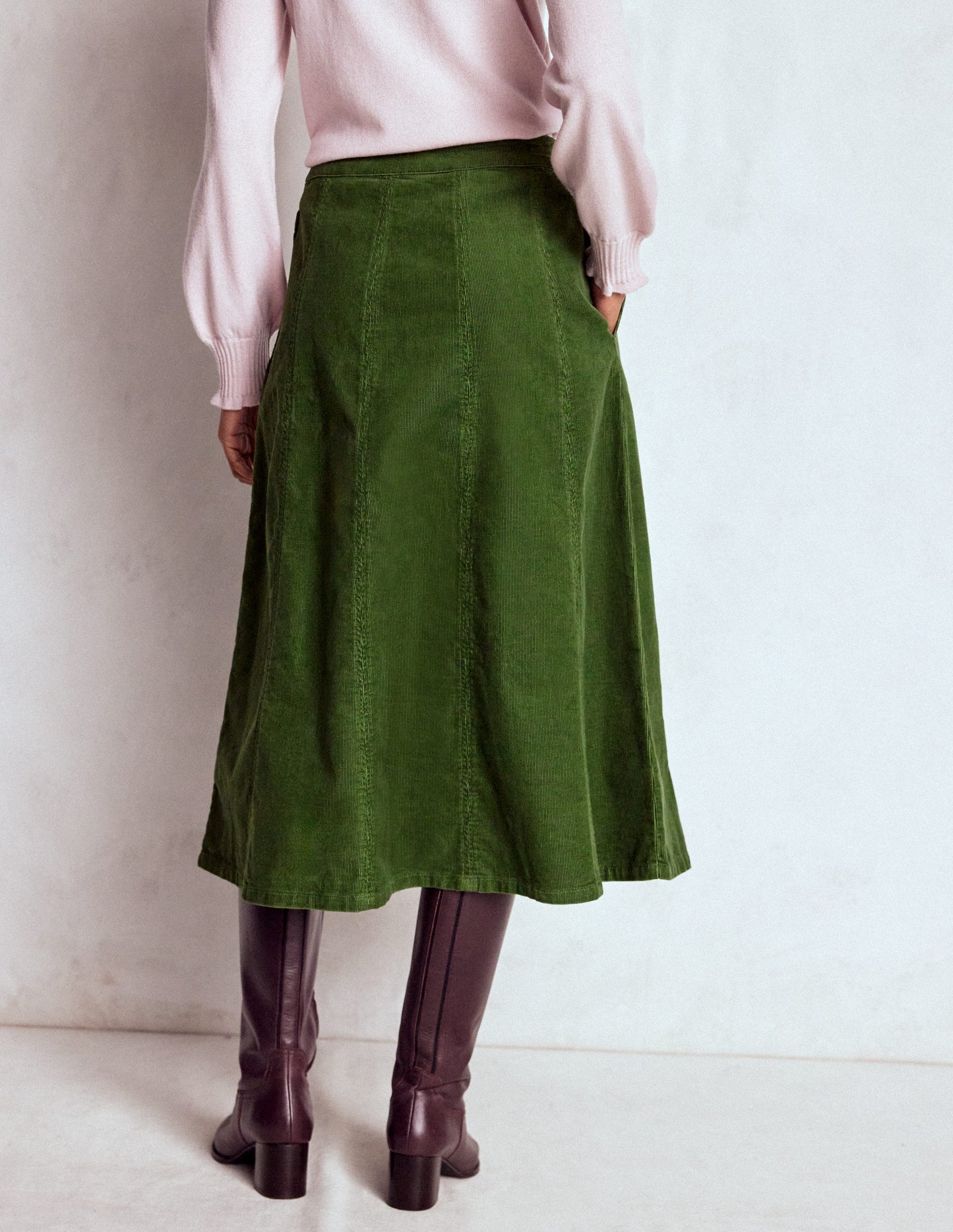 Joy Cord Midi Skirt-Fern