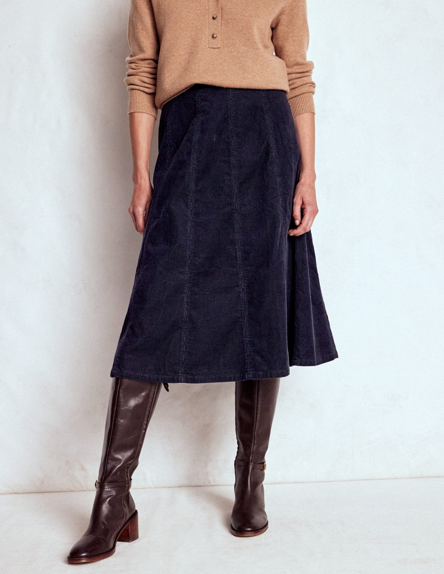 Joy Cord Midi Skirt-Navy