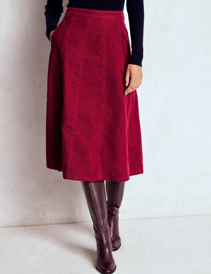 Joy Cord Midi Skirt-Burgundy Red-4