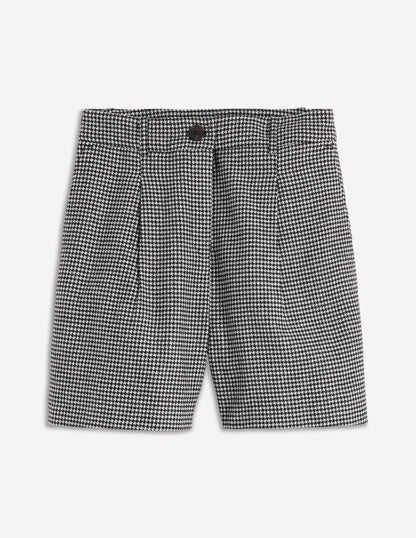 Wool Tailored Shorts-Black and Ivory Puppytooth-7
