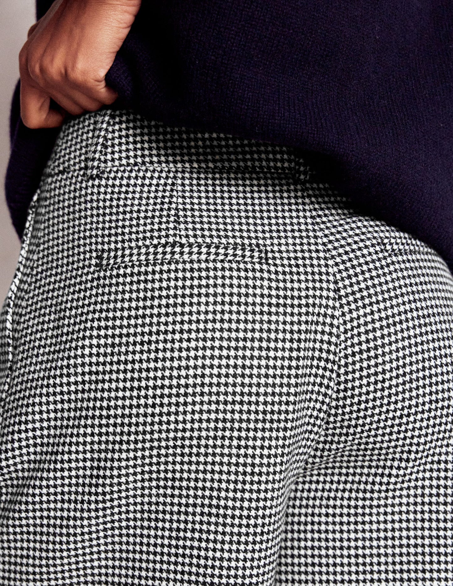 Wool Tailored Shorts-Black and Ivory Puppytooth