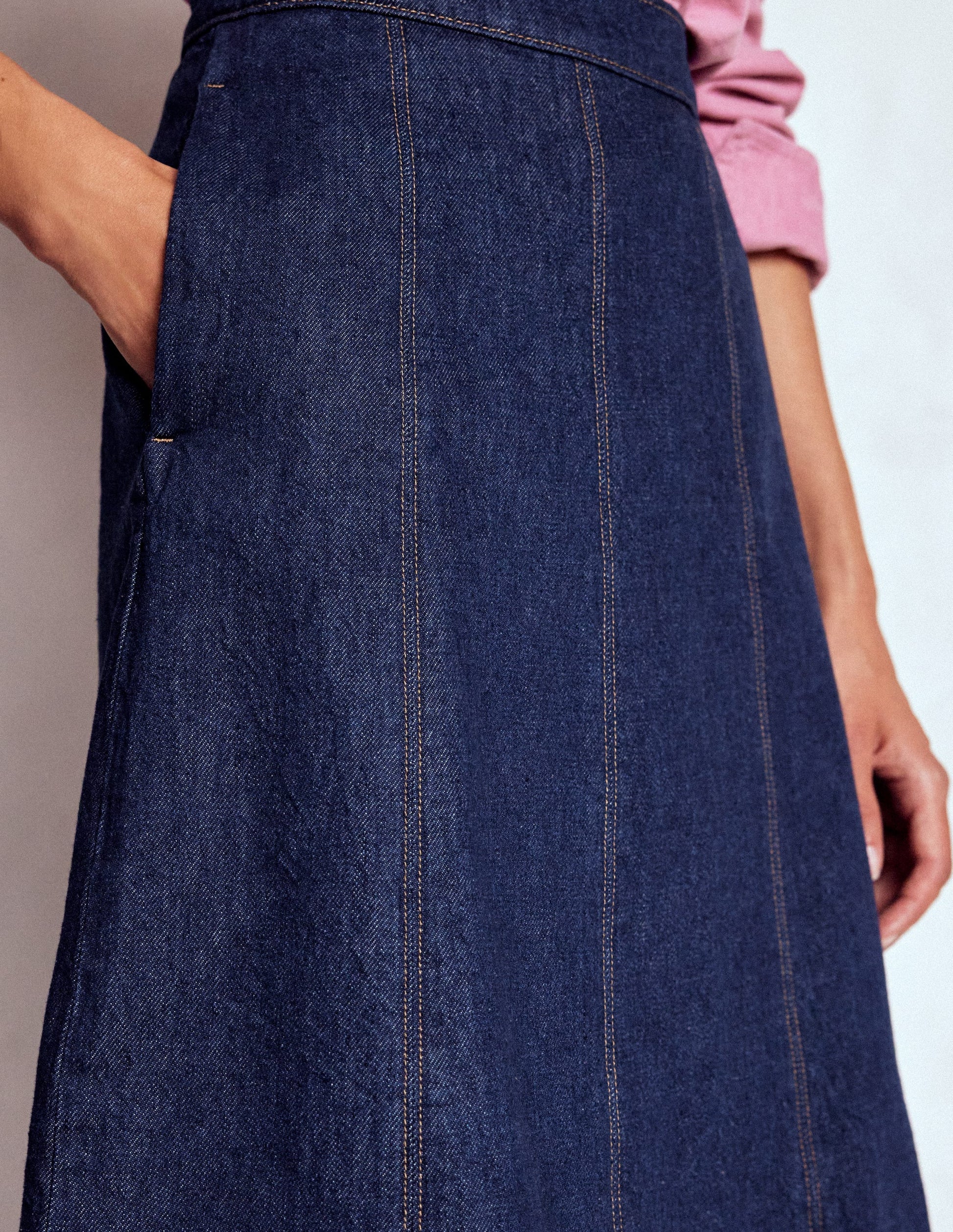 Joy Panelled Denim Skirt-indigo-2