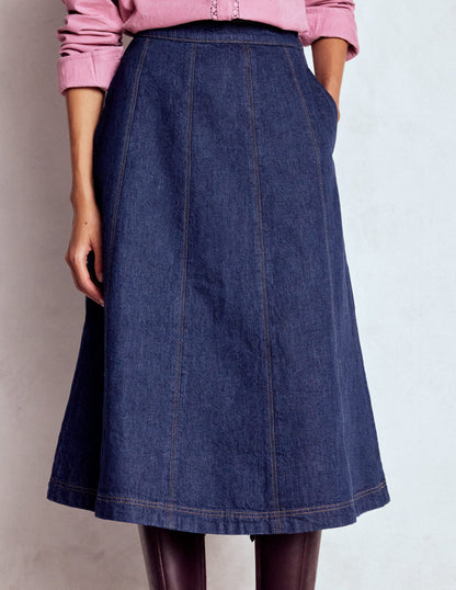 Joy Panelled Denim Skirt-indigo-4
