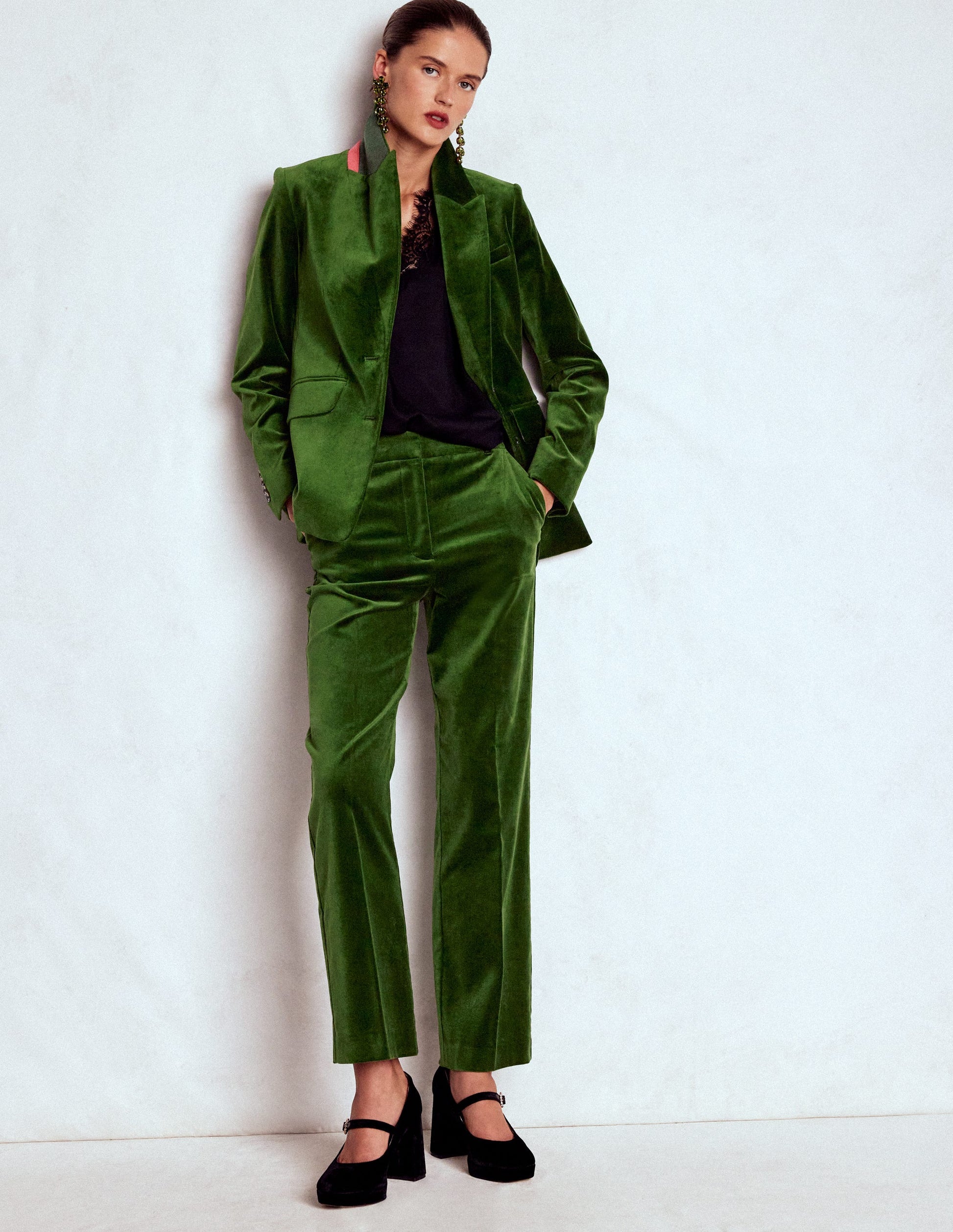 Canonbury Velvet Pants-Green Fir | Boden USA Canonbury Velvet Pants-Green Fir | Boden USA