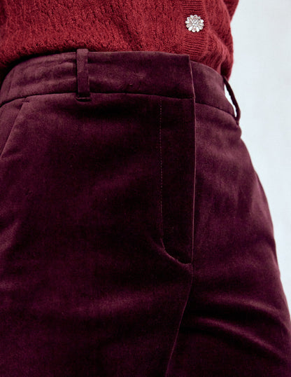 Canonbury Velvet Pants-Dark Cherry-2