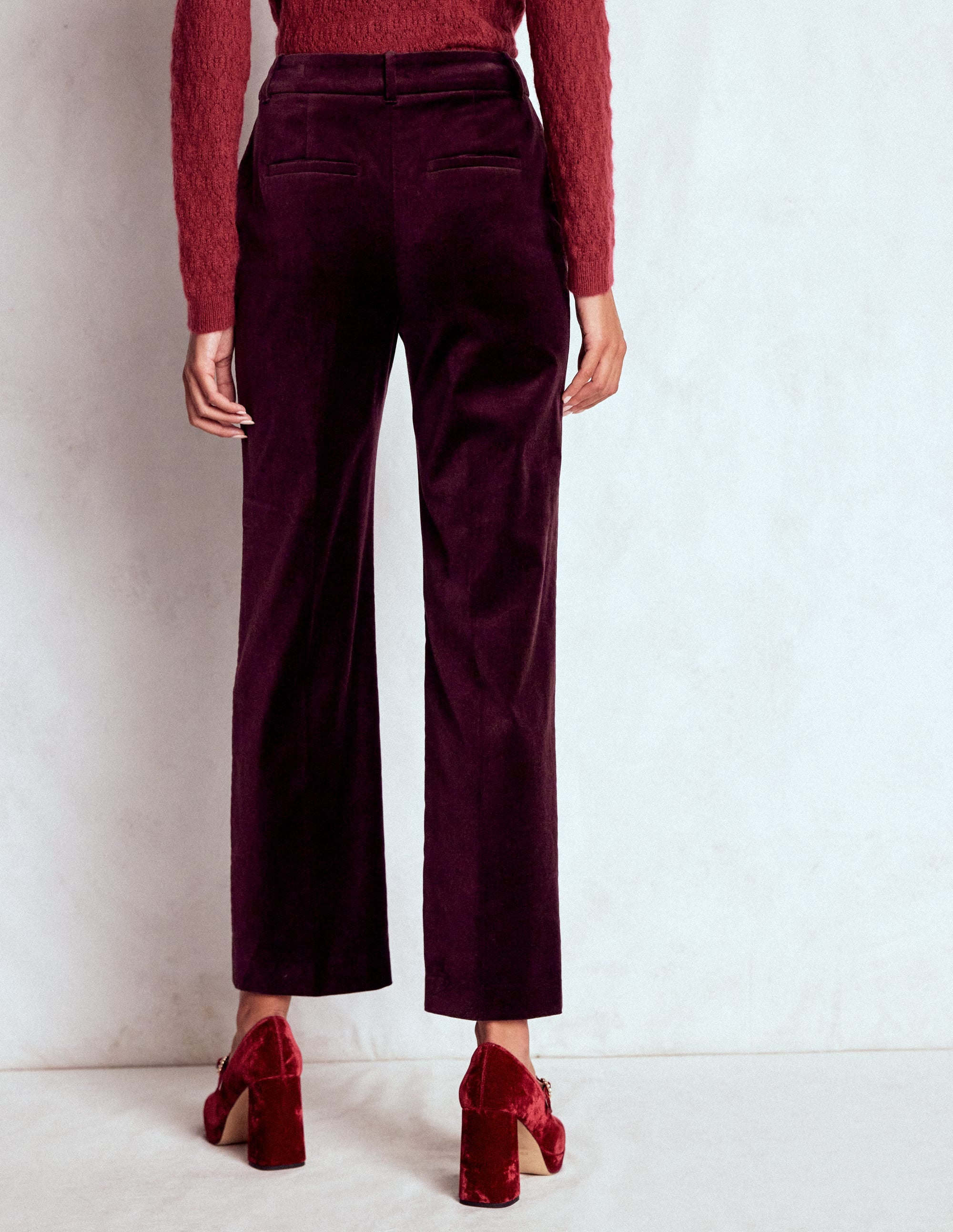 Canonbury Velvet Pants-Dark Cherry | Boden USA