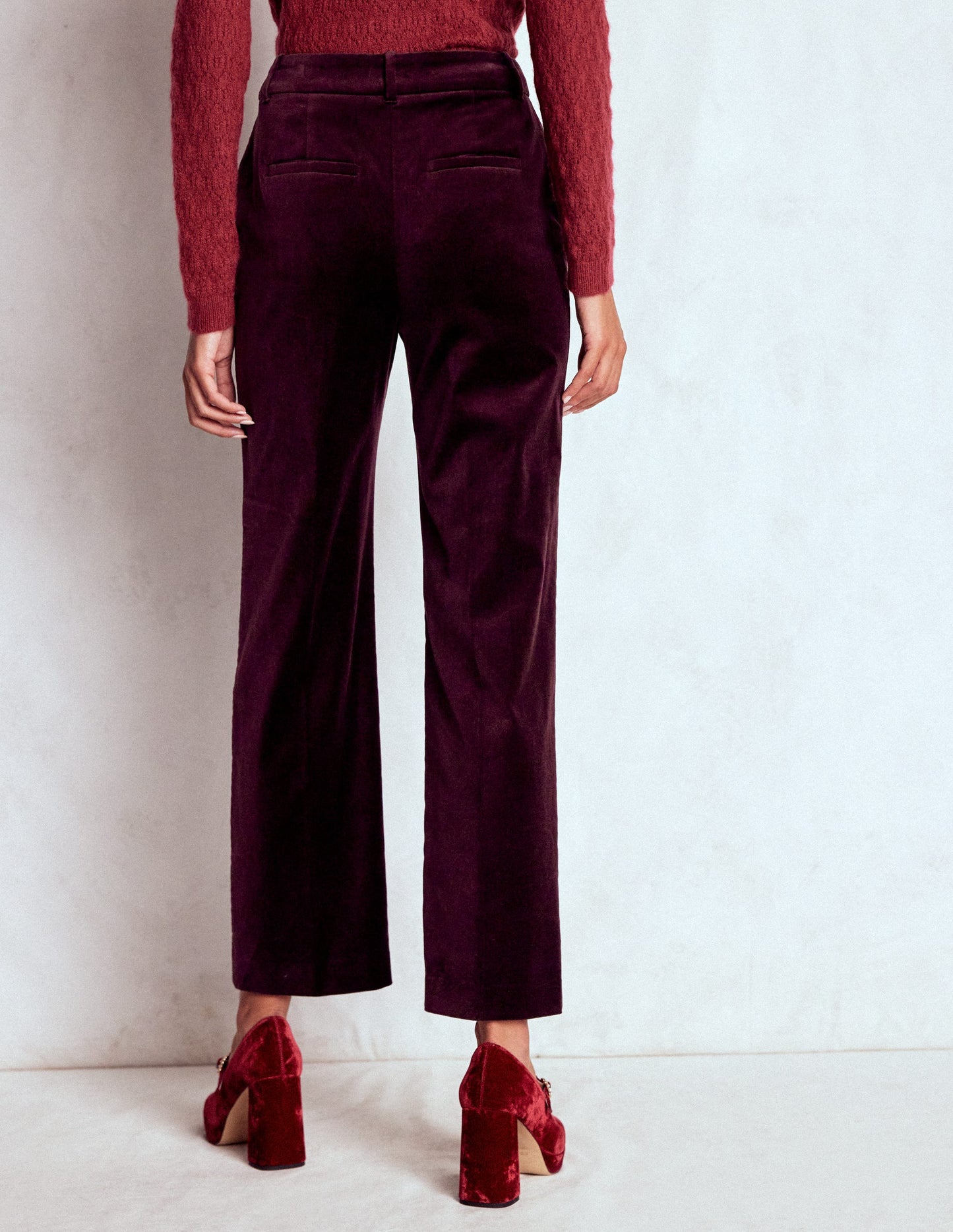 Canonbury Velvet Pants-Dark Cherry