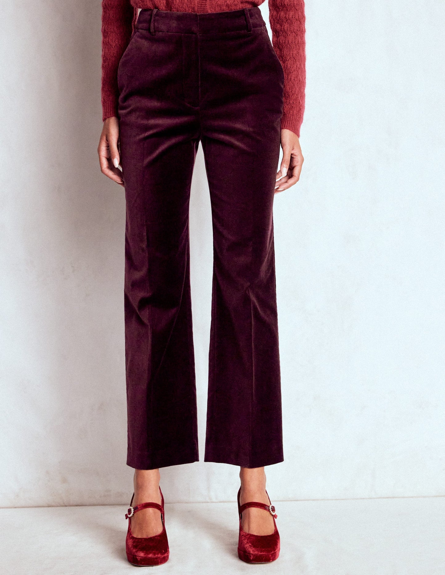 Canonbury Velvet Pants-Dark Cherry
