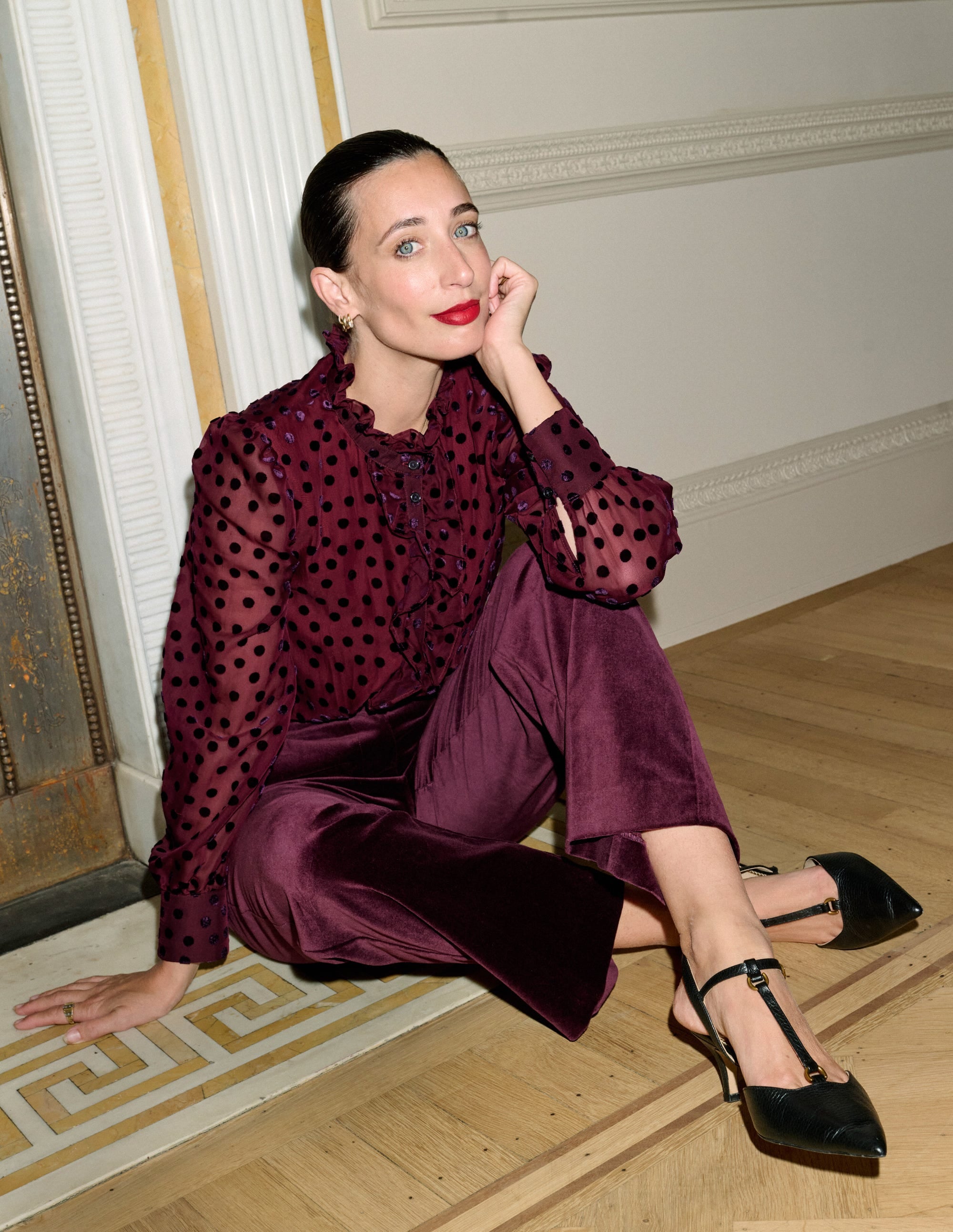 Canonbury Velvet Pants-Dark Cherry | Boden USA