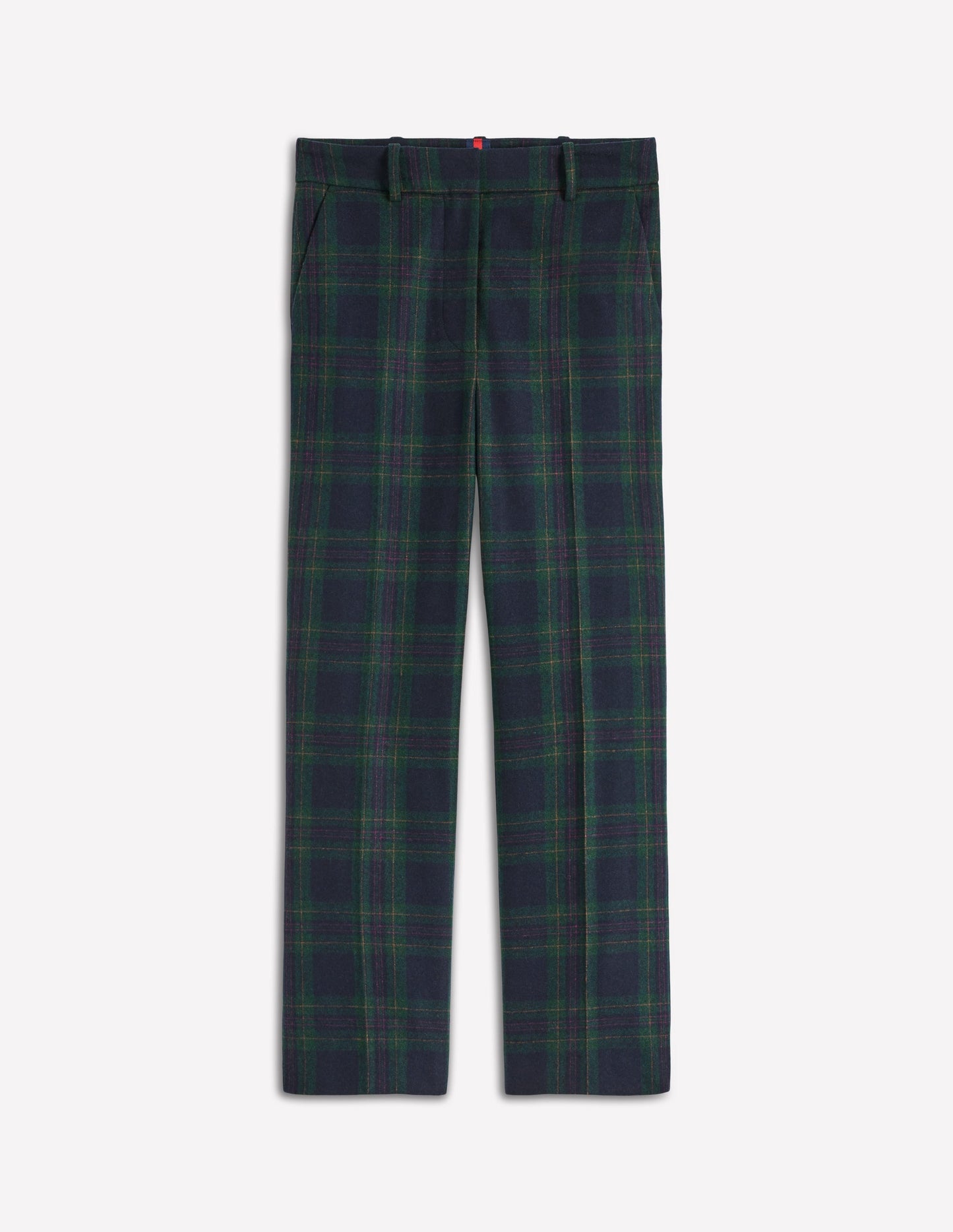 Canonbury Wool Pants-Navy and Green Tonal Check