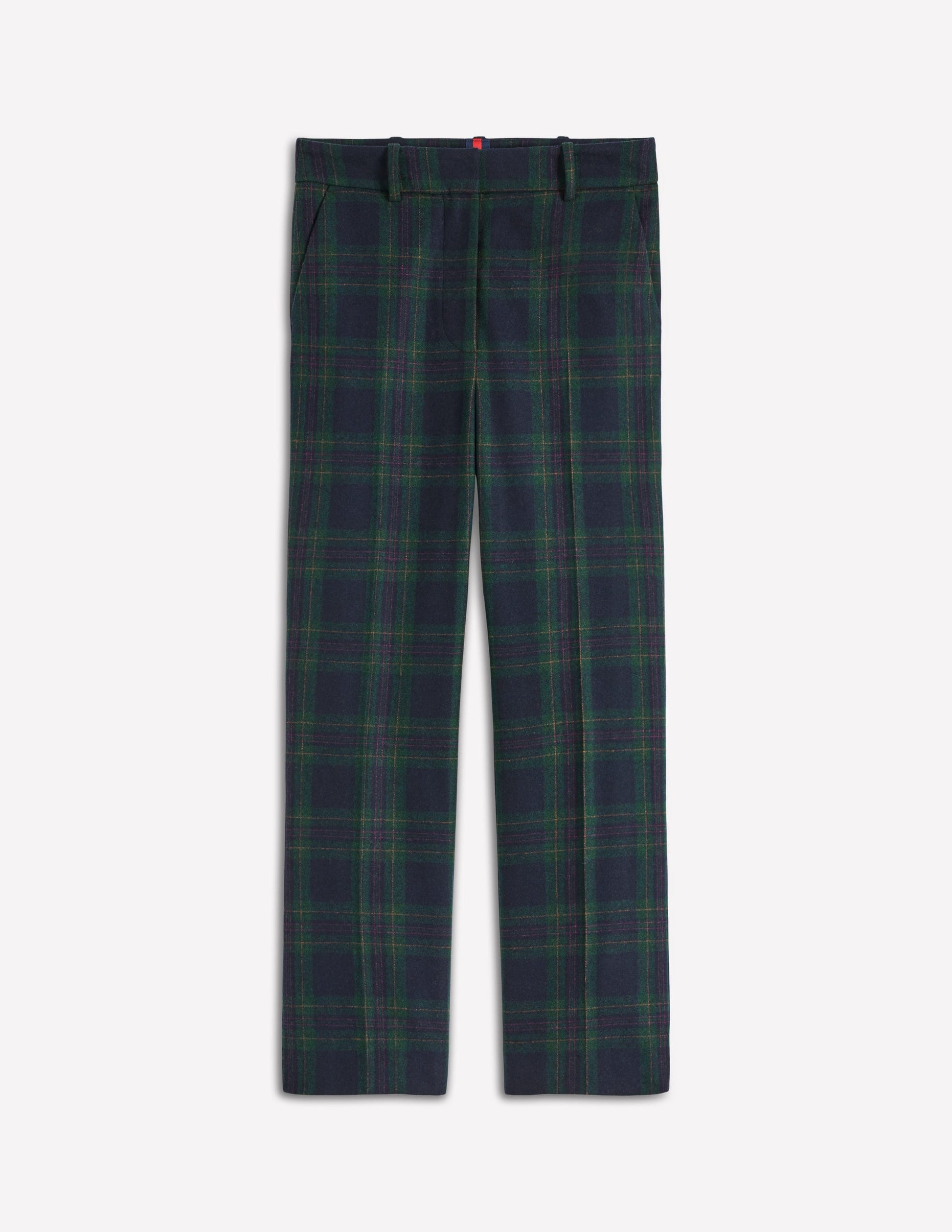 Canonbury Wool Pants-Navy and Green Tonal Check-7