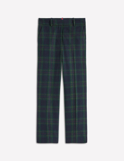 Canonbury Wool Pants-Navy and Green Tonal Check-7