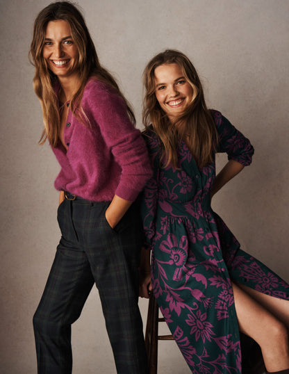 Canonbury Wool Pants-Navy and Green Tonal Check-6