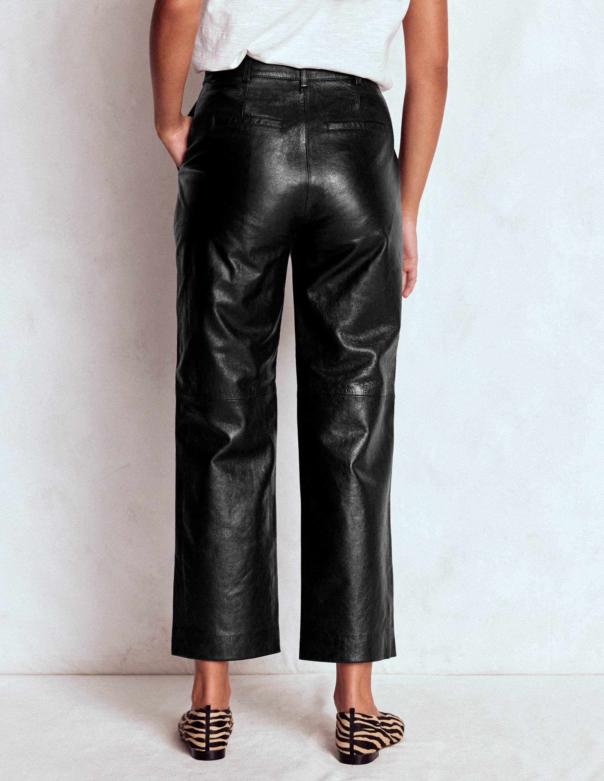 Canonbury Leather Trousers-BLACK | Boden USA