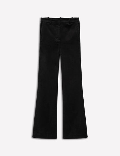Fitted Velvet Flare Pants-Black-8