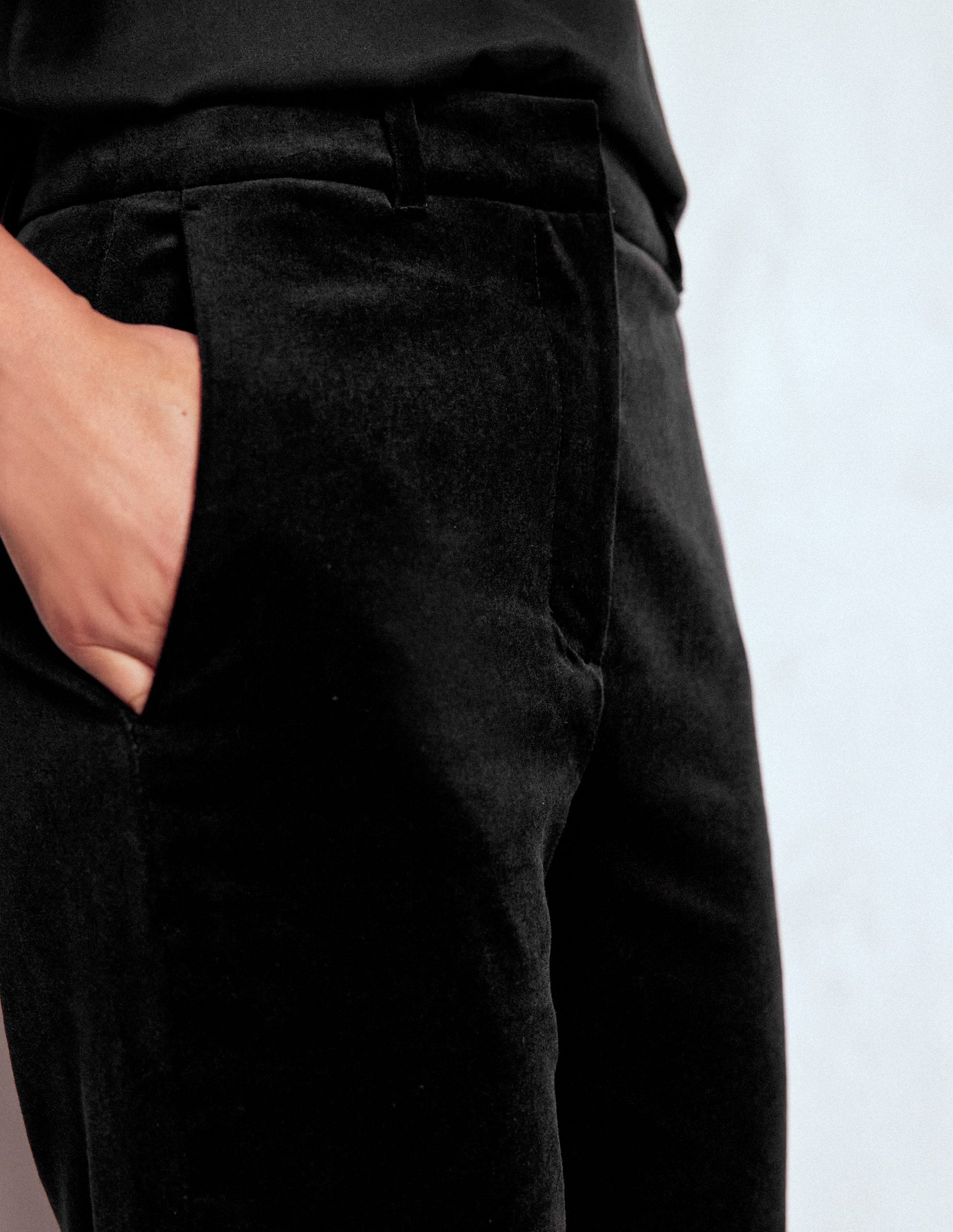 Fitted Velvet Flare Pants-Black-2