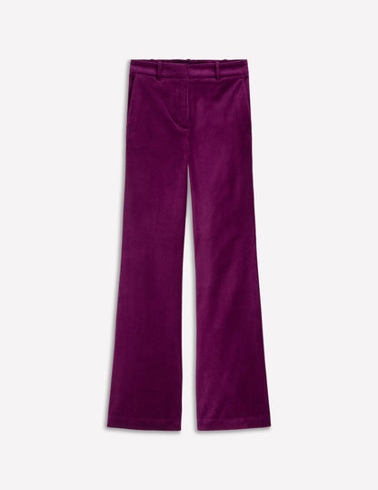 Fitted Velvet Flare Pants-Plum Jam-6
