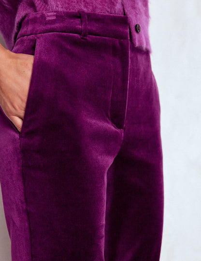 Fitted Velvet Flare Pants-Plum Jam-2