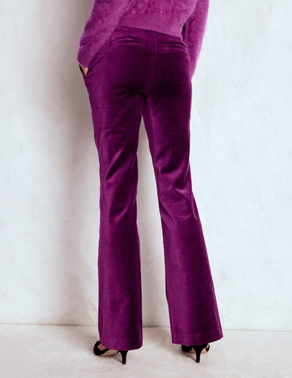 Fitted Velvet Flare Pants-Plum Jam-3
