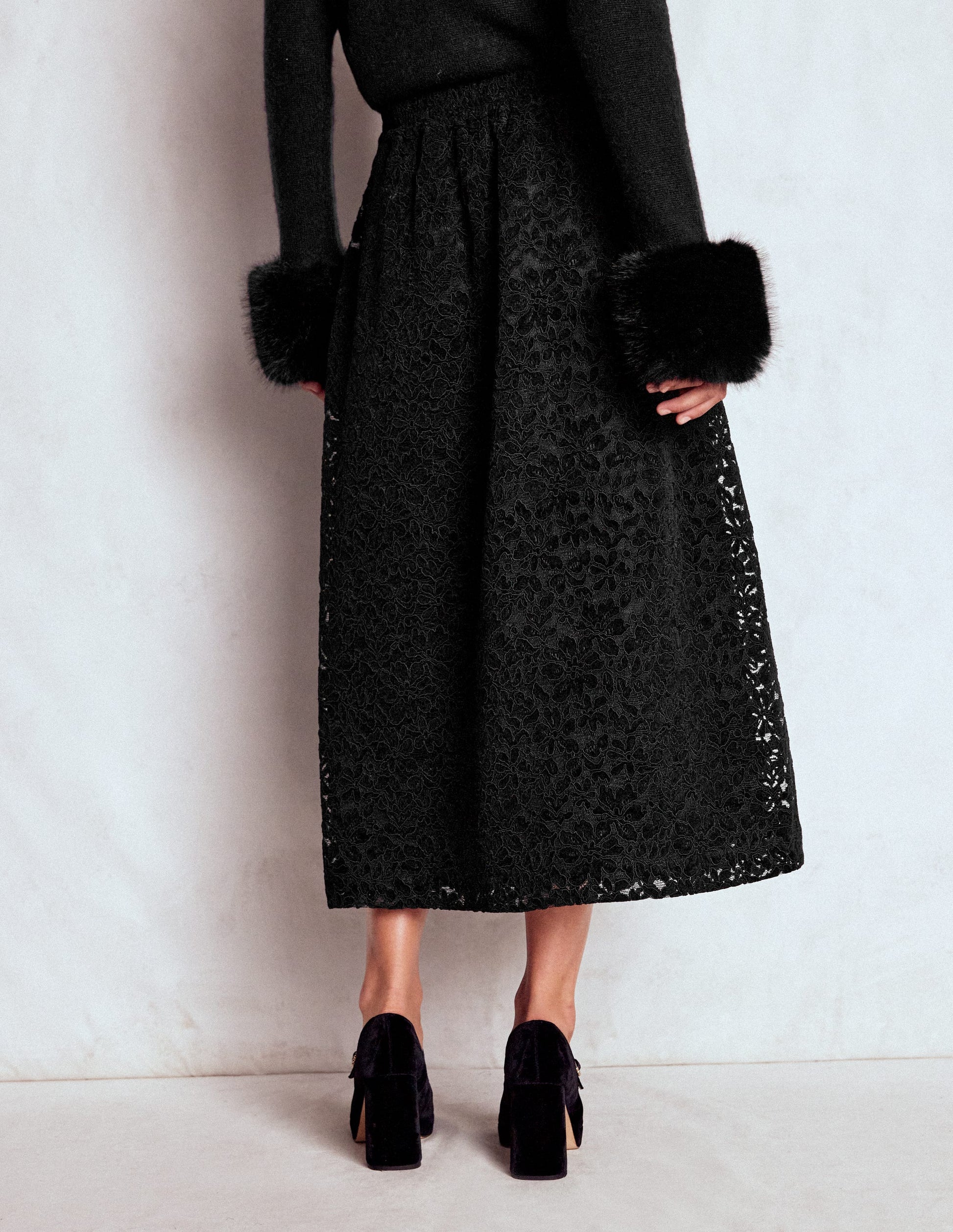 Verity Lace Midi Skirt-Black Lace-3