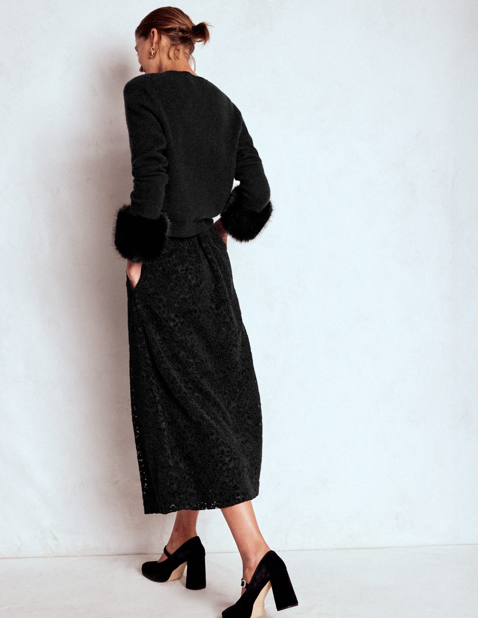 Verity Lace Midi Skirt-Black Lace - Image 4