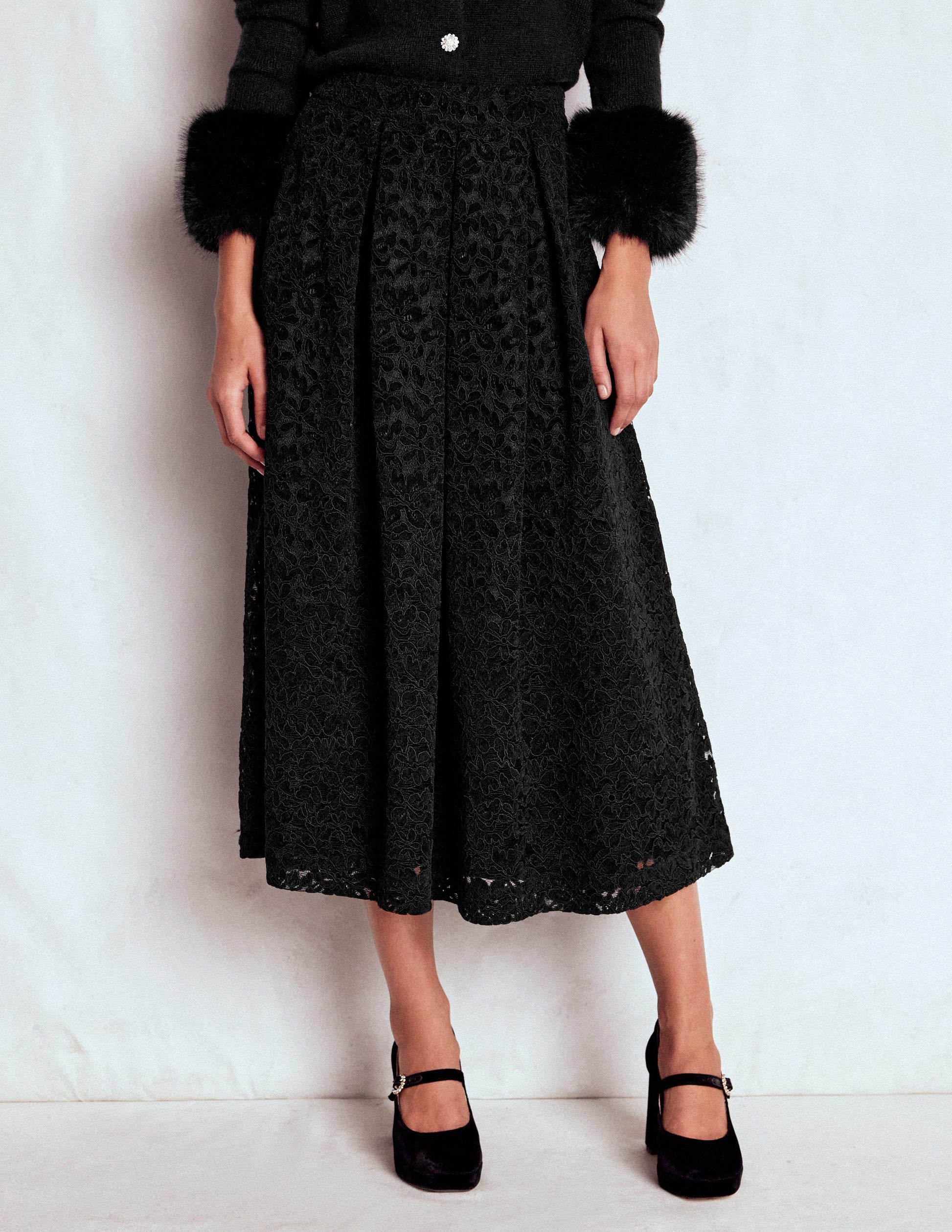 Verity Lace Midi Skirt-Black Lace-5