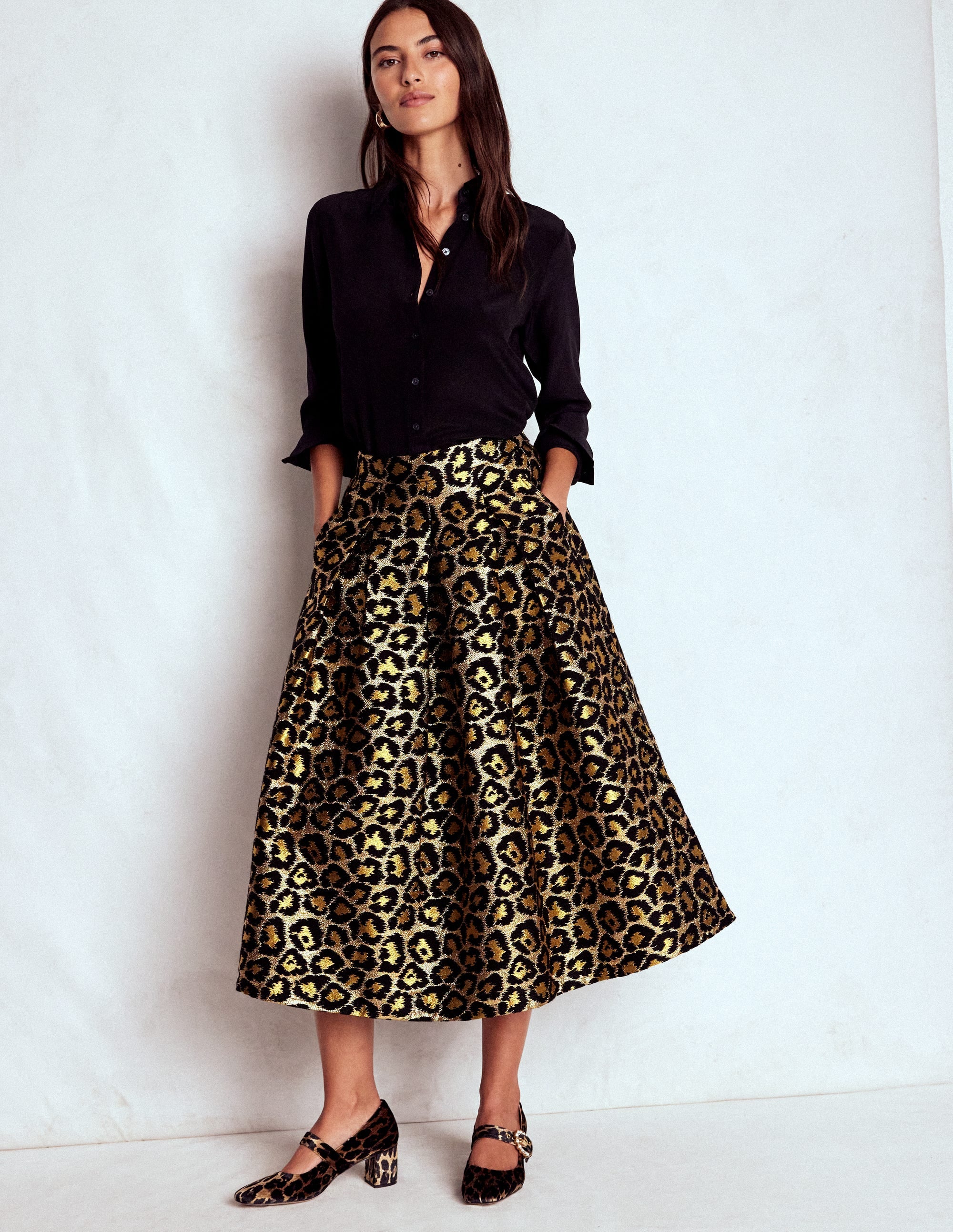 Verity Jacquard Midi Skirt-Leopard Print - Image 1