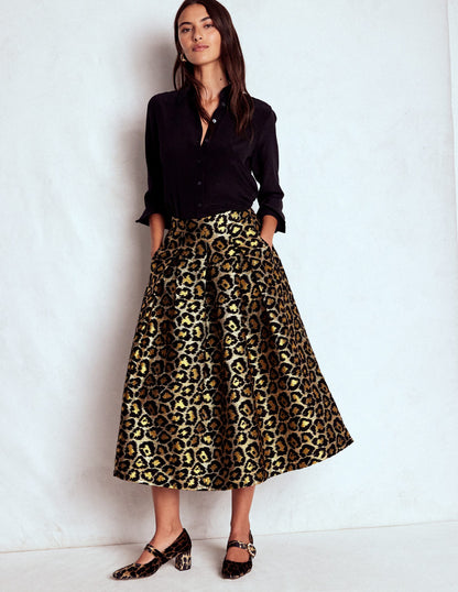 Verity Jacquard Midi Skirt-Leopard Print-1