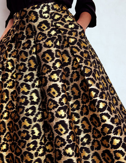 Verity Jacquard Midi Skirt-Leopard Print-2