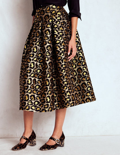 Verity Jacquard Midi Skirt-Leopard Print-4