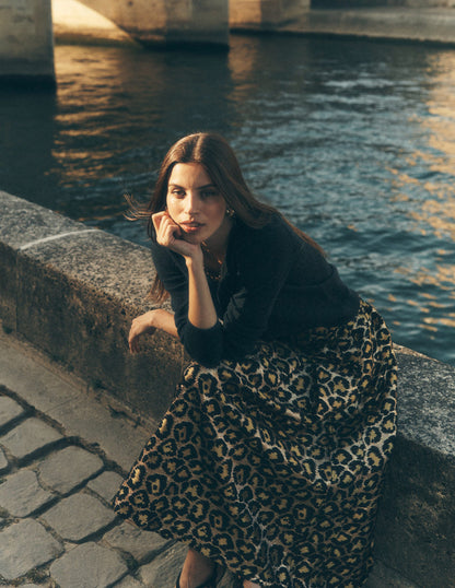Verity Jacquard Midi Skirt-Leopard Print-5