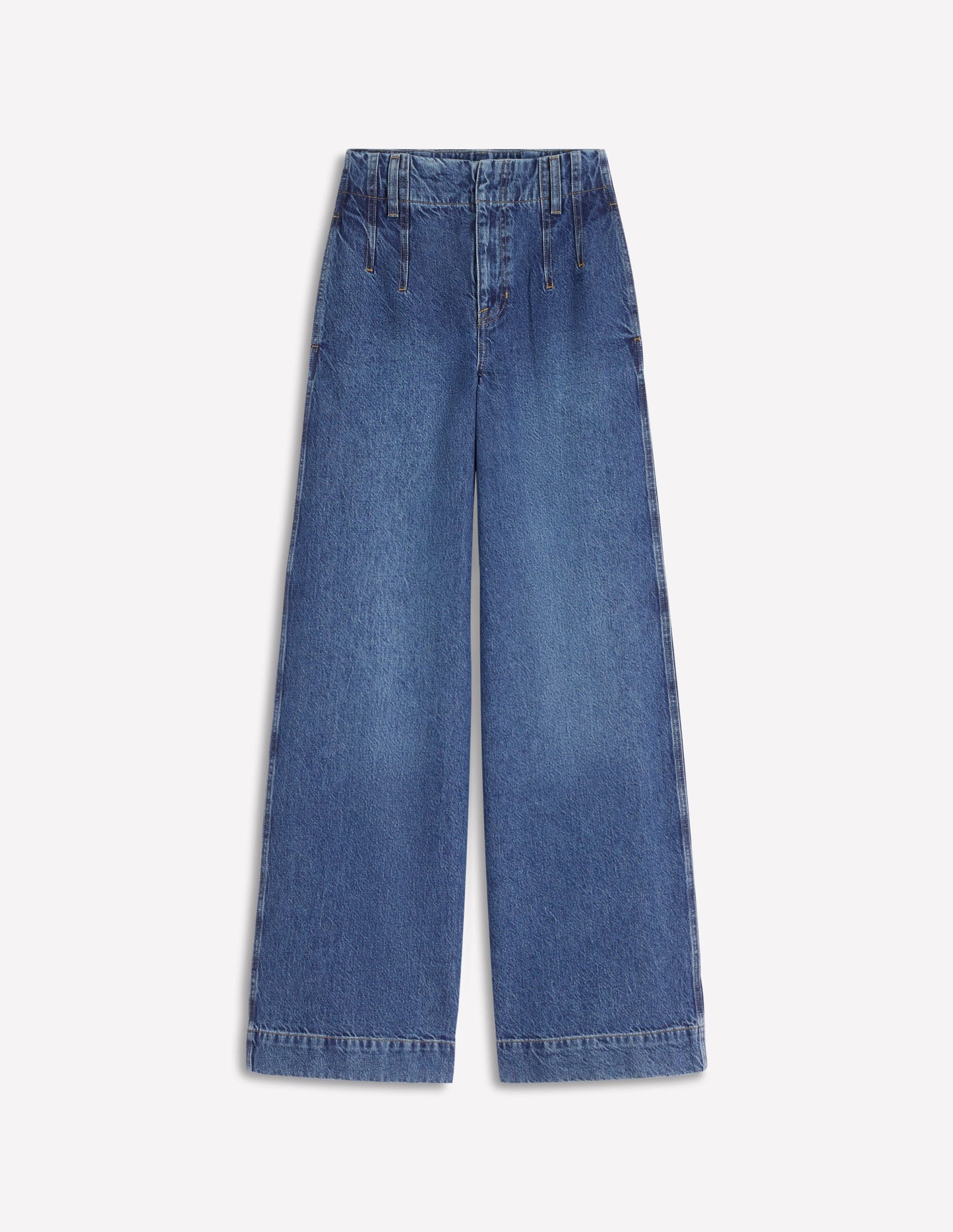 Stitch Detail Wide Leg Jeans-Mid Vintage