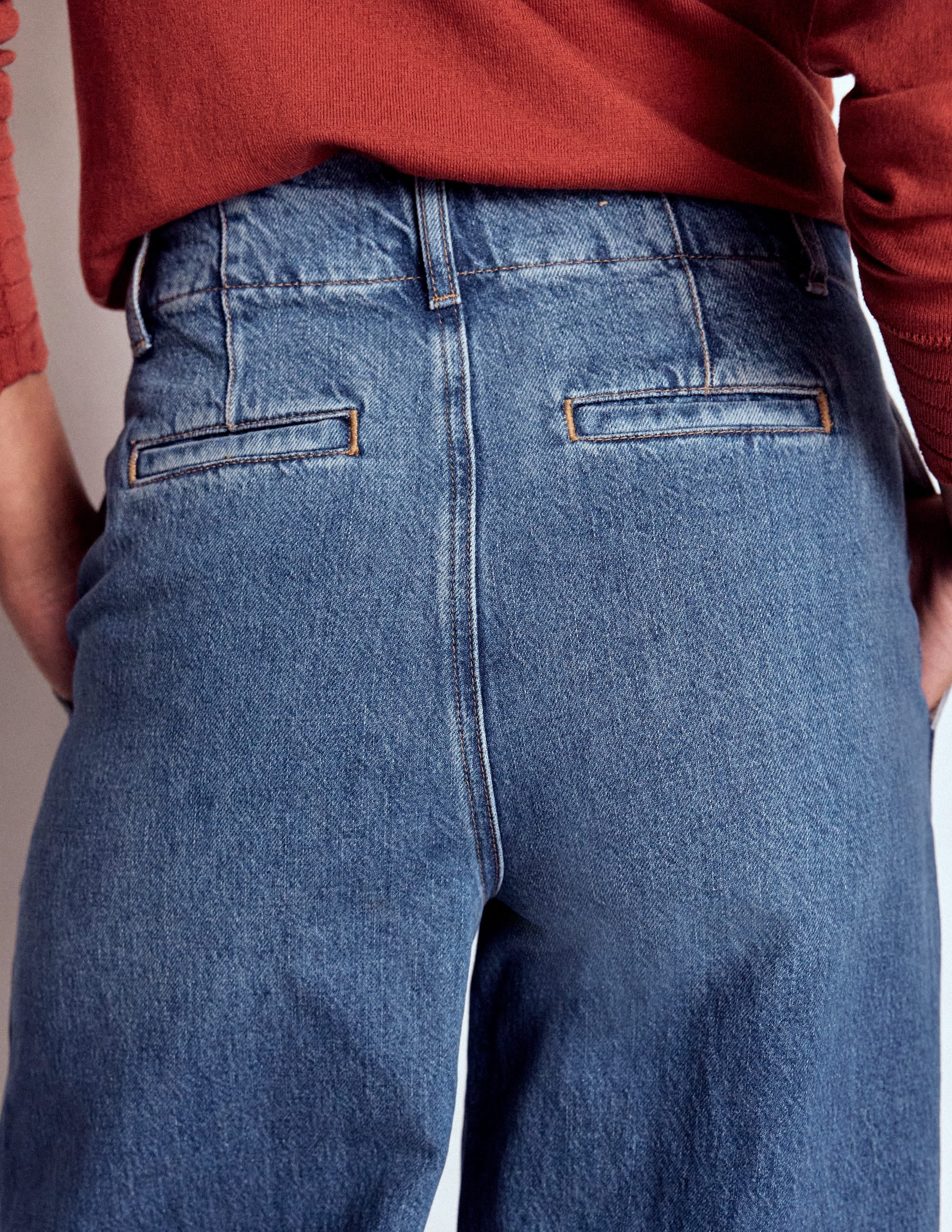 Stitch Detail Wide Leg Jeans-Mid Vintage - Image 2