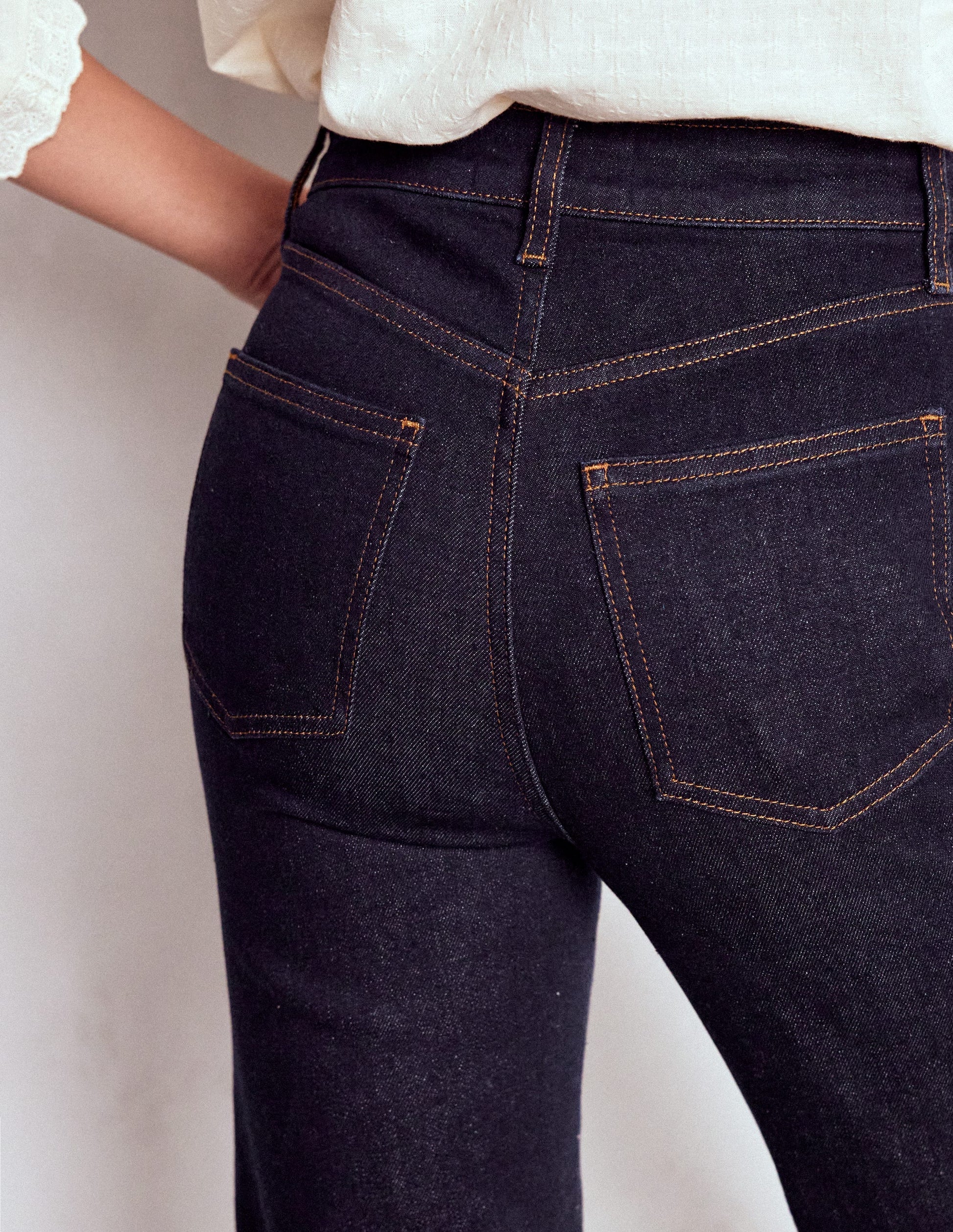 High Rise Fitted Flare Jeans-Indigo-4