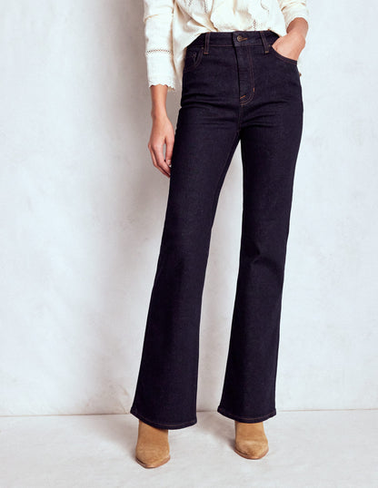 High Rise Fitted Flare Jeans-Indigo-5