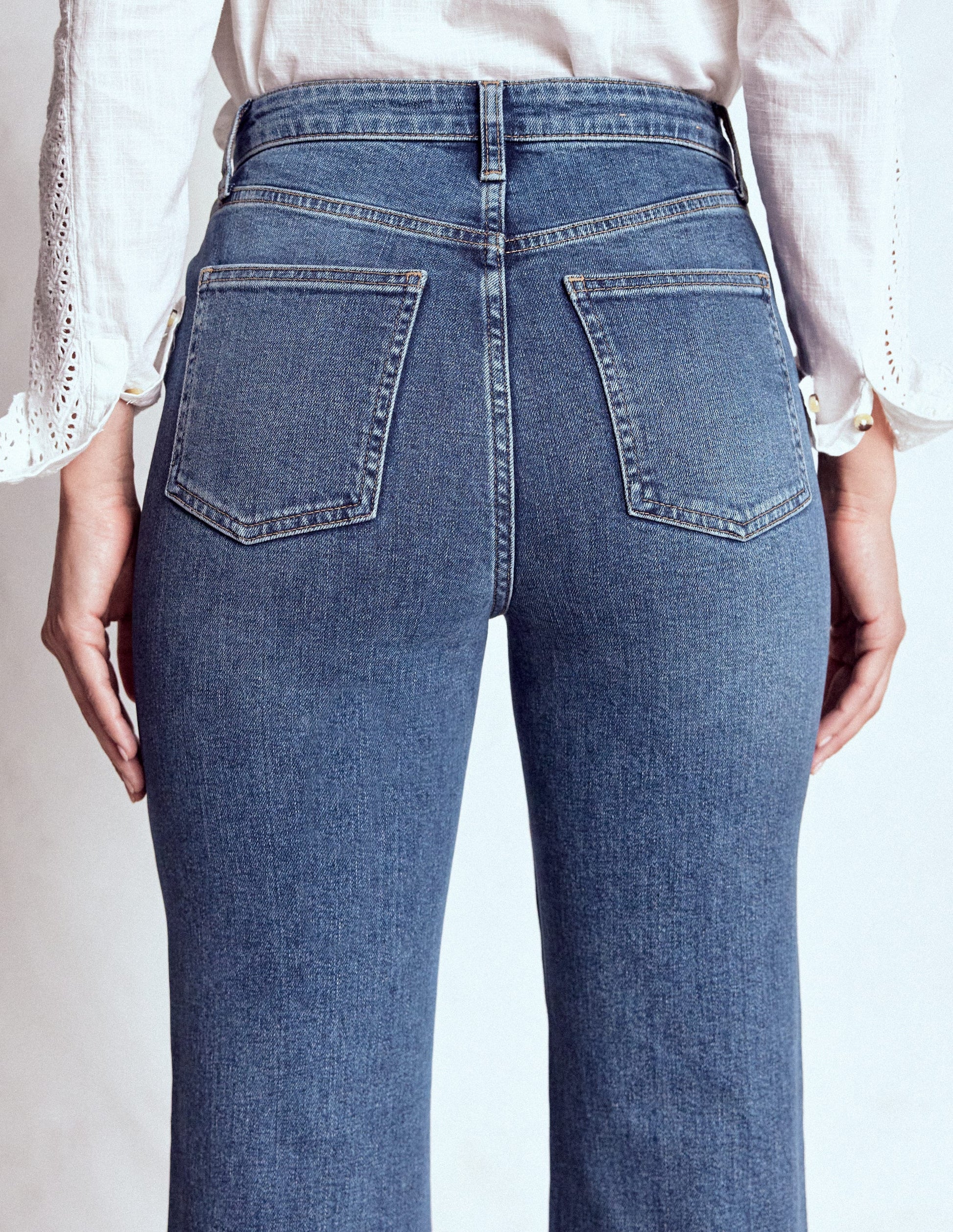 High Rise Fitted Flare Jeans-Mid Vintage-2