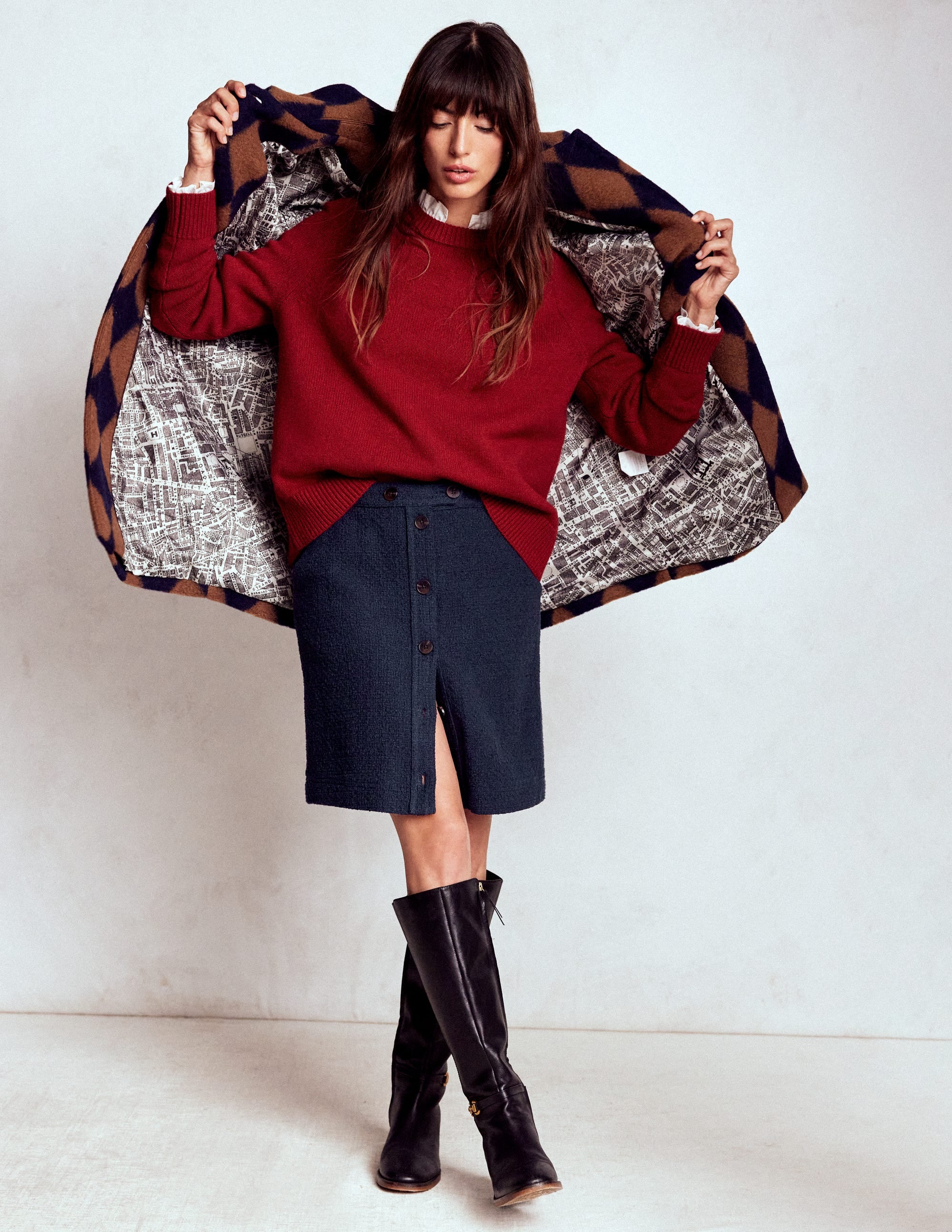 Cecelia Textured Skirt-Navy | Boden USA