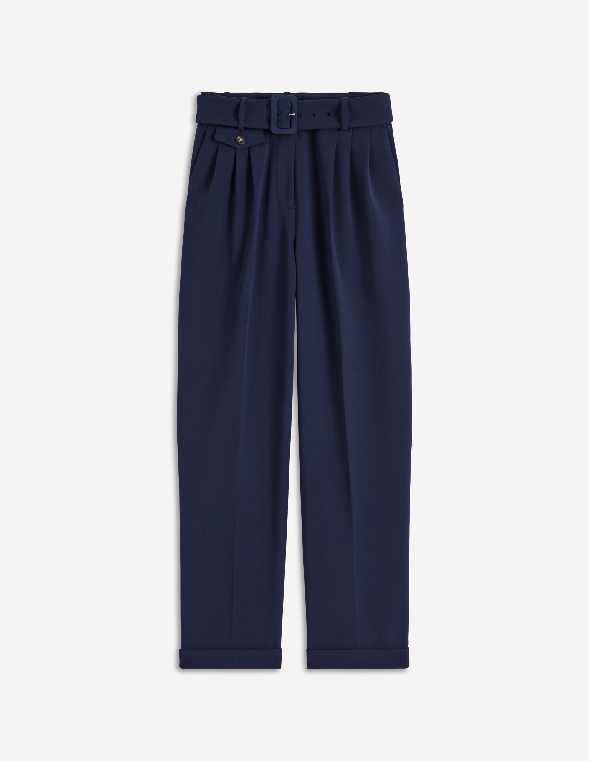 Pleat Front Pants-Navy - Image 2