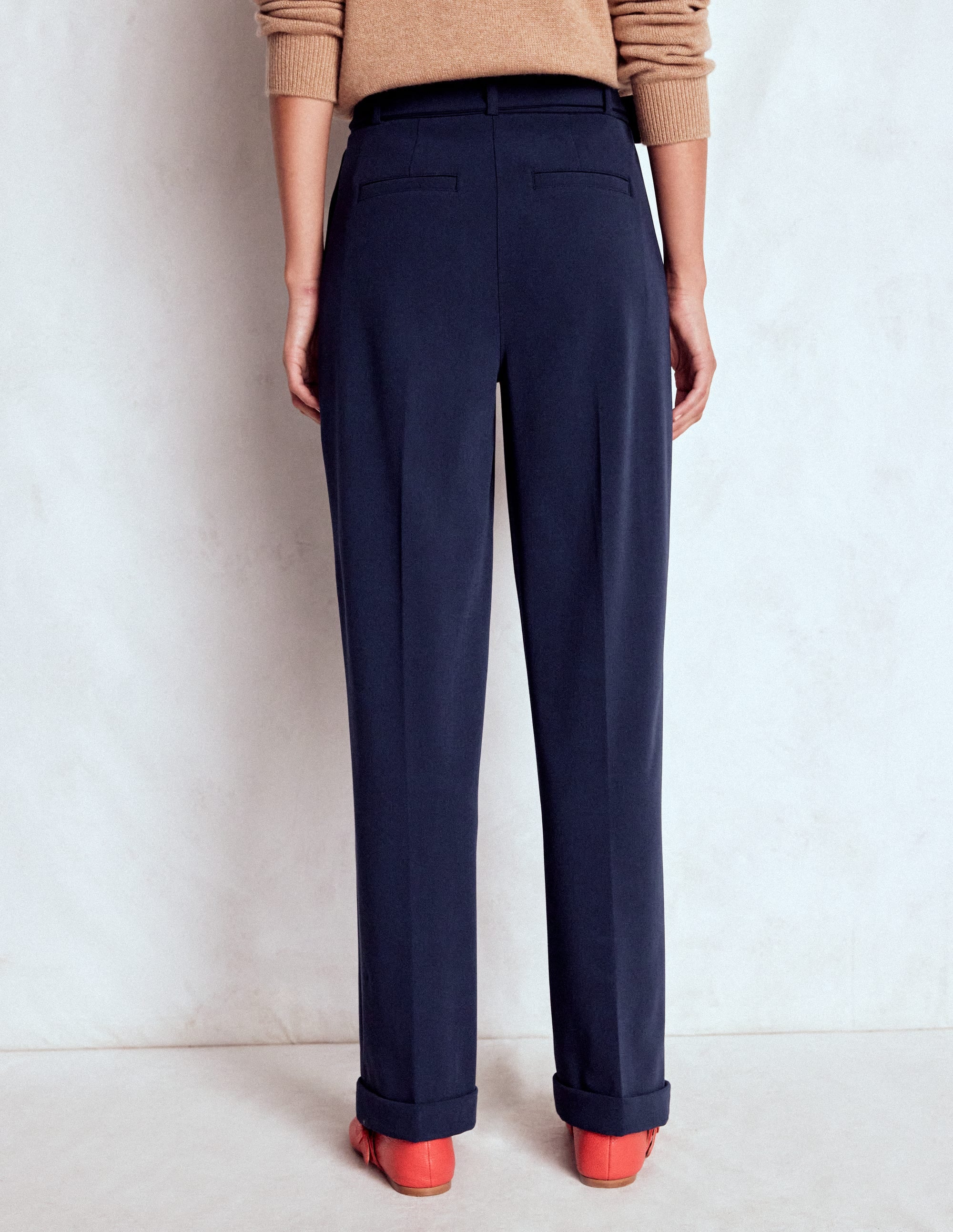 Pleat Front Pants-Navy - Image 4